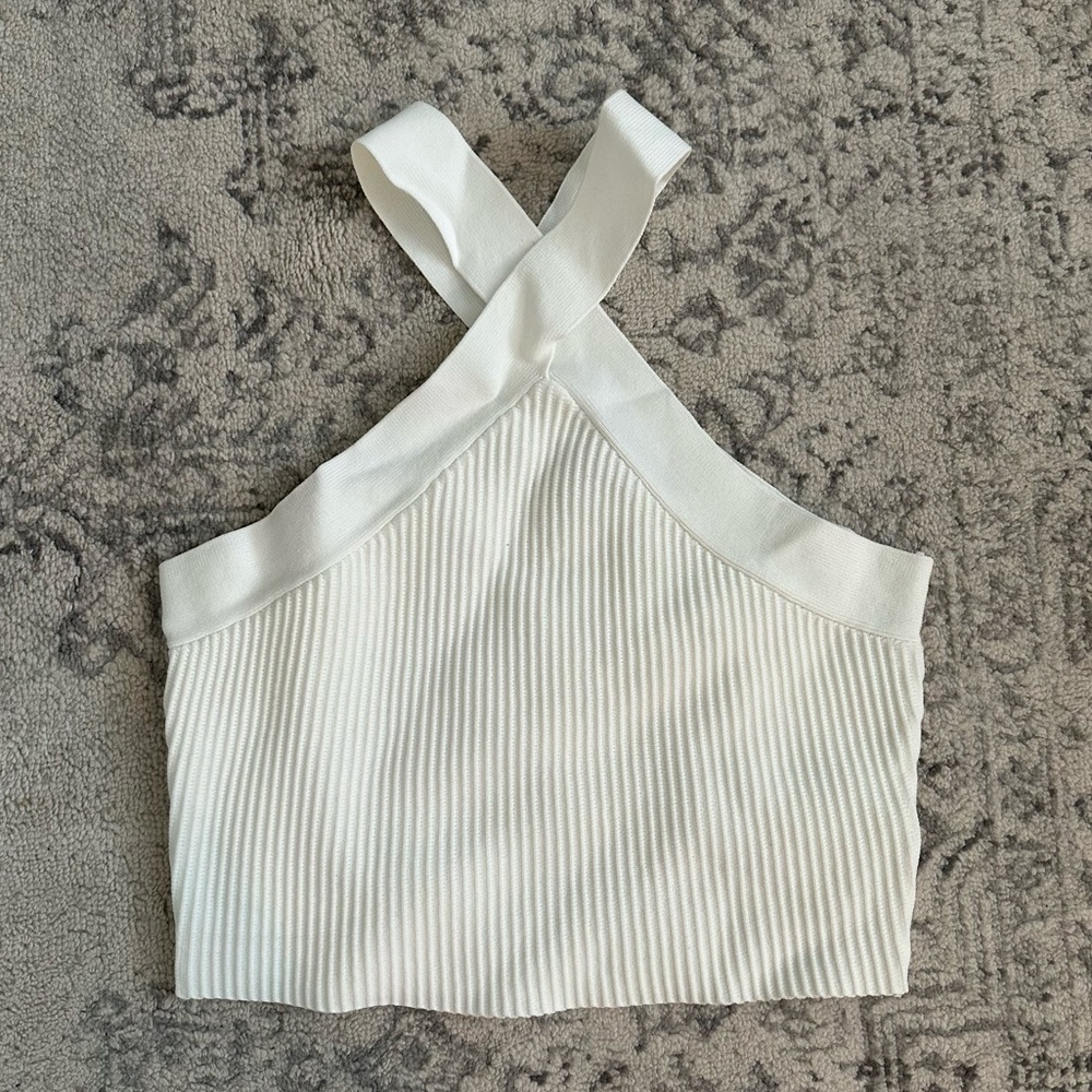 Crossneck Ribbed Halter Top